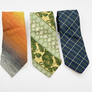 Lot Of 3 Vintage‎ Prince Consort Golden Clasp Ties Wide Jacquard Woven